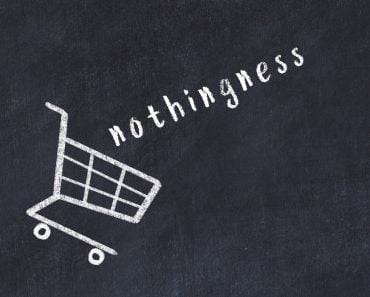 Chalk,Drawing,Of,Shopping,Cart,And,Word,Nothingness,On,Black