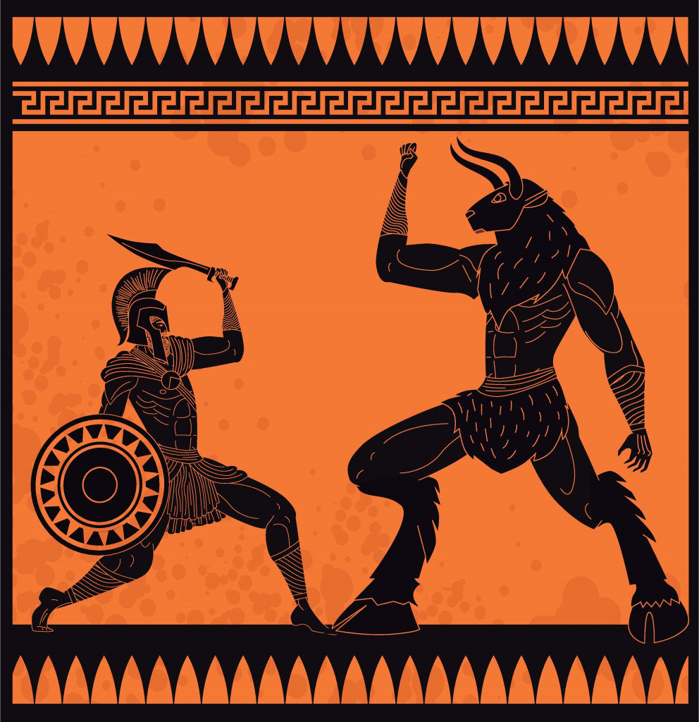 Theseus fighting the minotaur