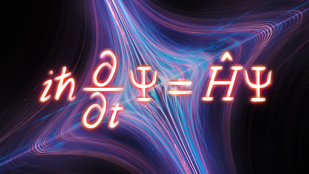 Time-dependent,Schrodinger,Equation,With,Quantum,String,,Computer,Generated,Abstract,Background,
