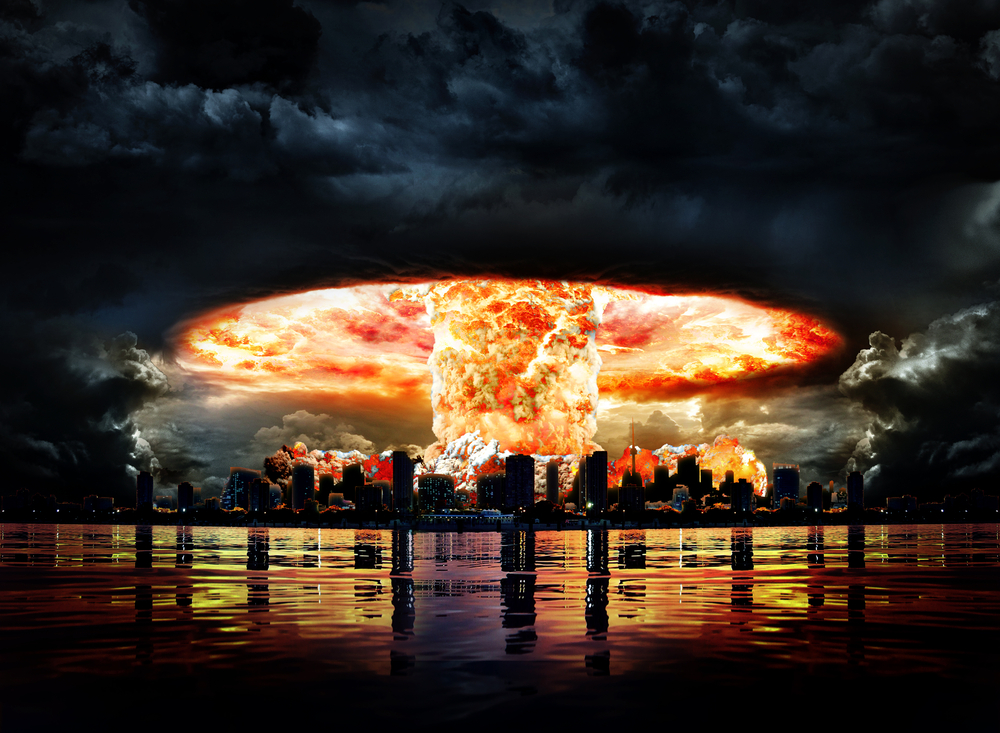 Nuclear,Explosion,In,A,City,Near,The,Sea,At,Night