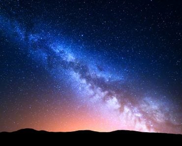 Night,Landscape,With,Colorful,Milky,Way,And,Yellow,Light,At