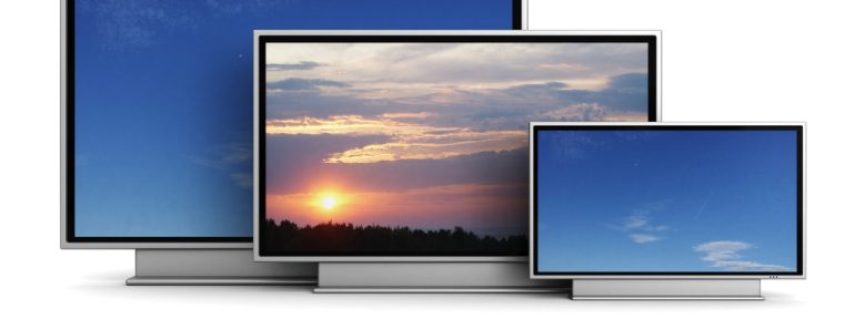 3d,Illustration,Of,Three,Plasma,Tv,Over,White,Background