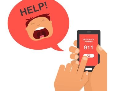 hand press emergency number 911 on a mobile phone