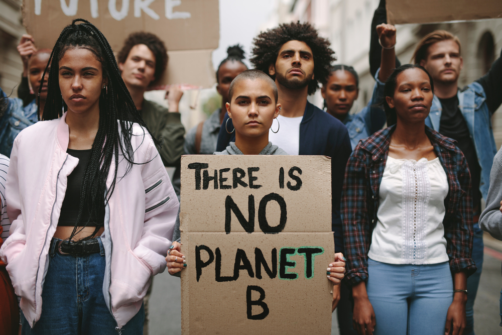 Group,Of,Activists,With,Banners,Protesting,Over,Pollution,And,Global