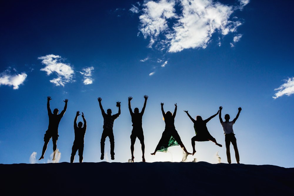 Silhoutte Jumping Together