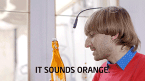 The image features Neil Harbisson, a British colour blind artist who wears and eyeborg to help him perceive colours through hearing. 