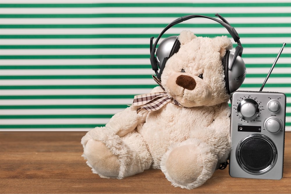 teddy listening to music headphones
