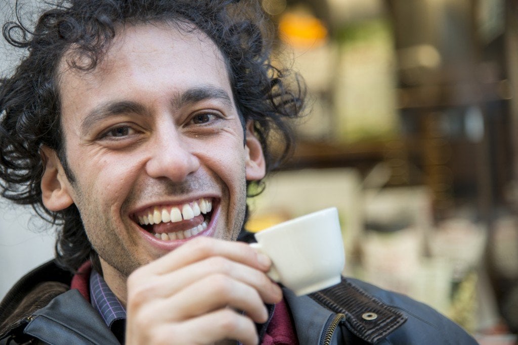 Happy coffee drinker