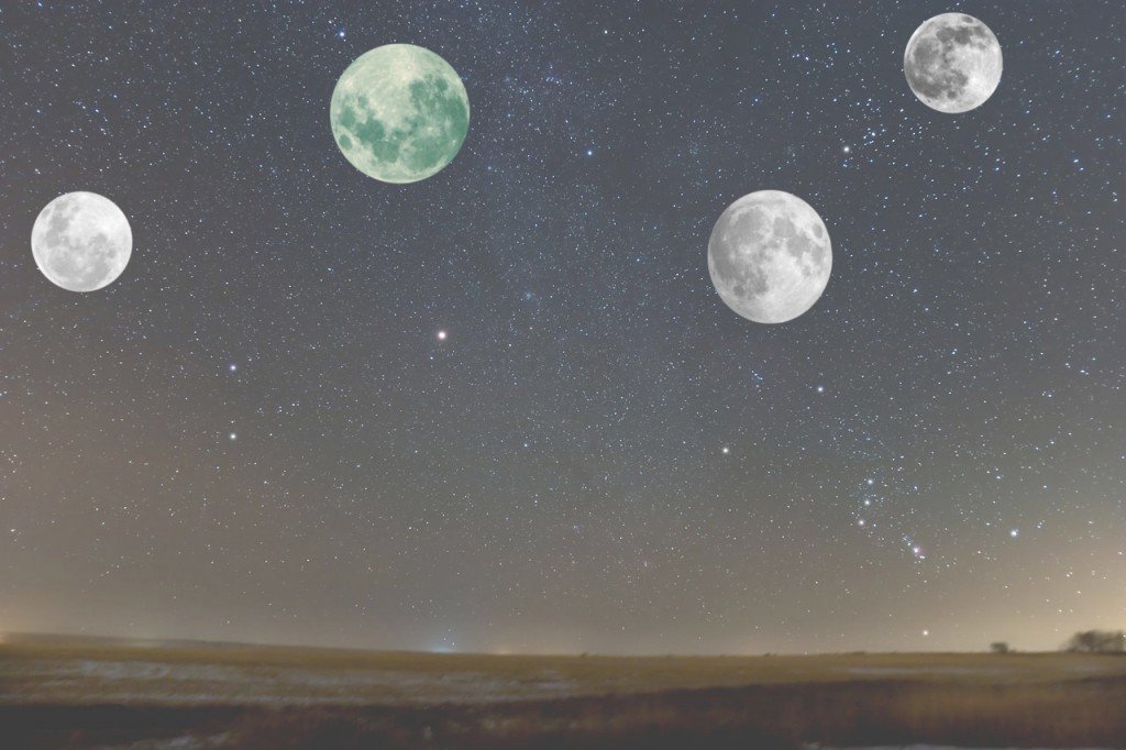 Multiple moons in the night sky