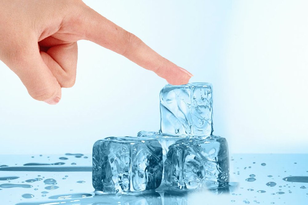 Finger sticking to ice
