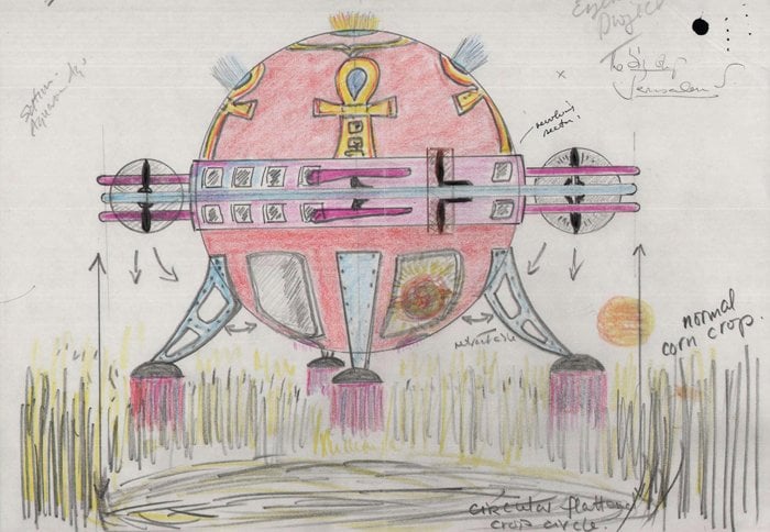 Sketch of a UFO creating Circles sent to the British PM in 1999