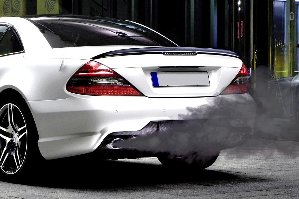 Shiny white Car exhaust