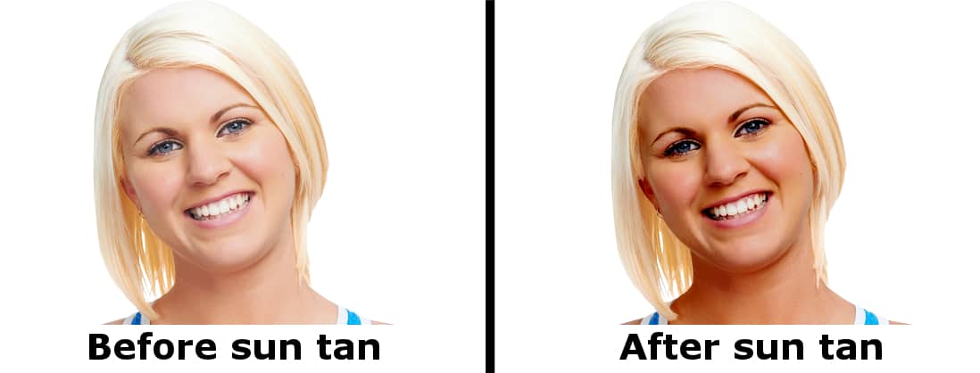 After suntan before suntan girl