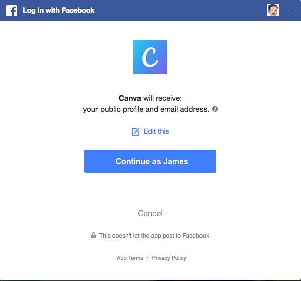 login with facebook