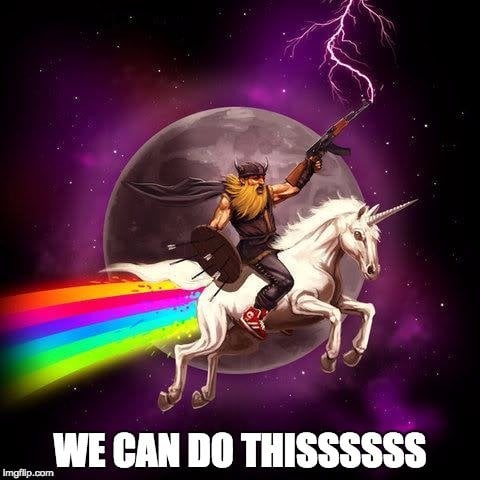 Unicorn viking meme we can do this