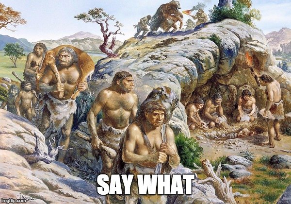 stone age man meme say what