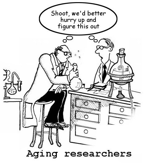 Scientist joke on aging researchers