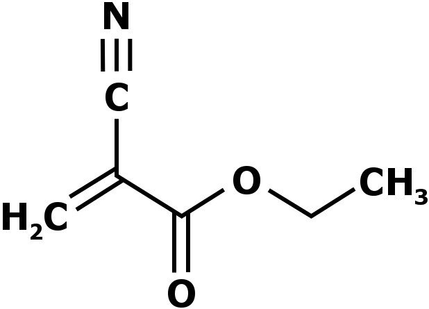 Structural formula of ethyl cyanoacrylate