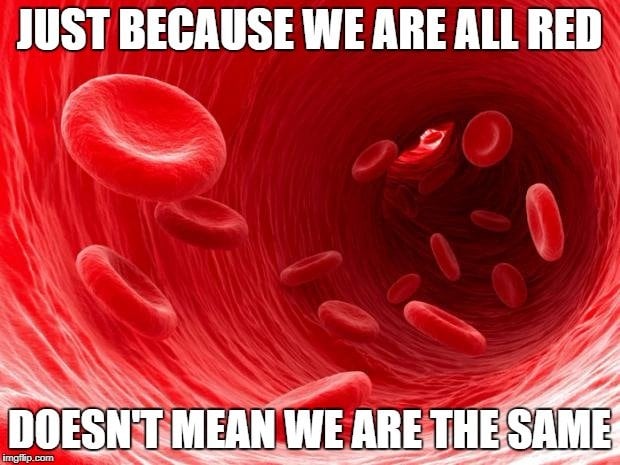 Just because we are all red doesn't we are the same meme