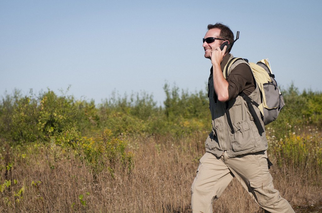 Traveller Using Satellite phone