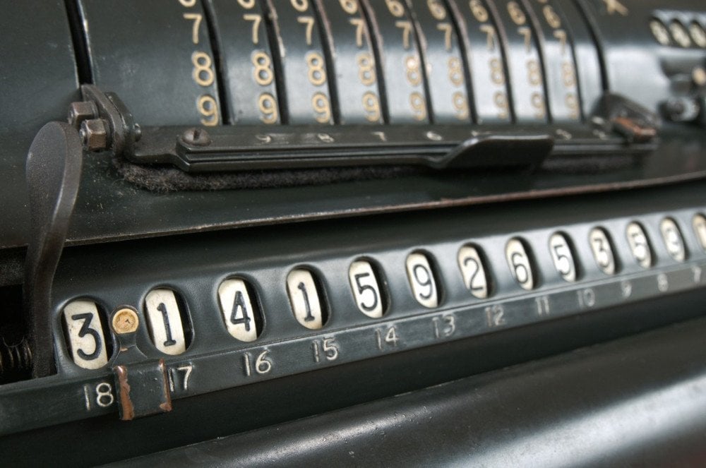 Vintage calculator pi calculation calculate computation math maths