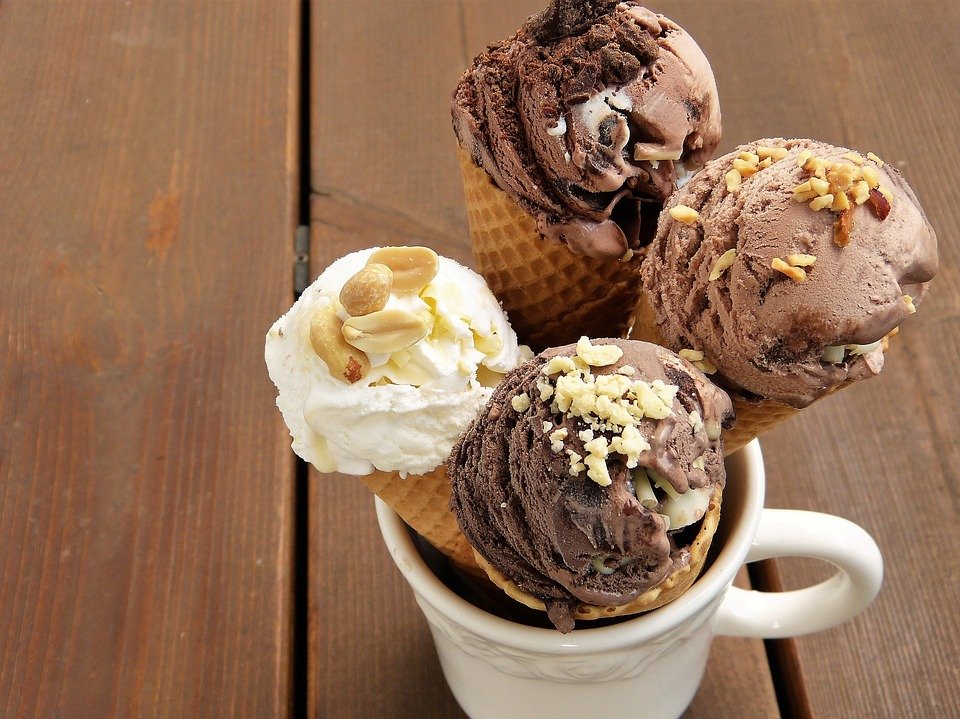 ice cream in cones