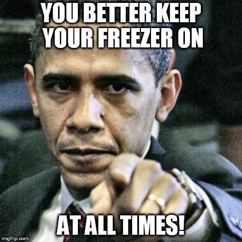 You better keep our freezer on at all times meme