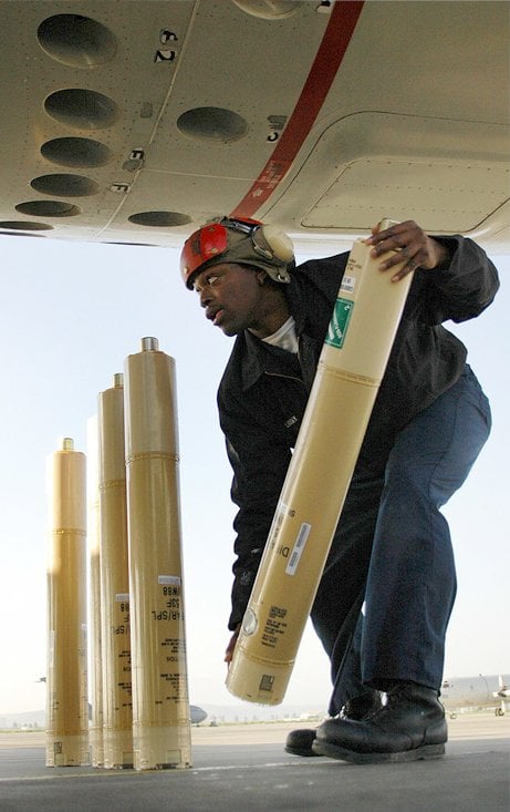 Sonarbuoy loaded on aircraft