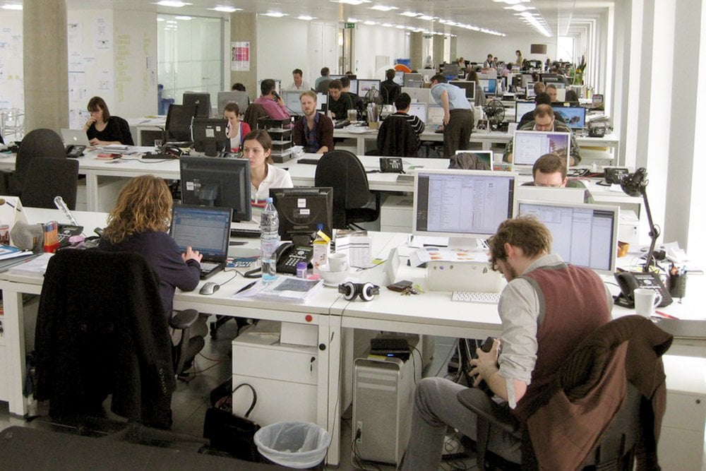 people working in an office