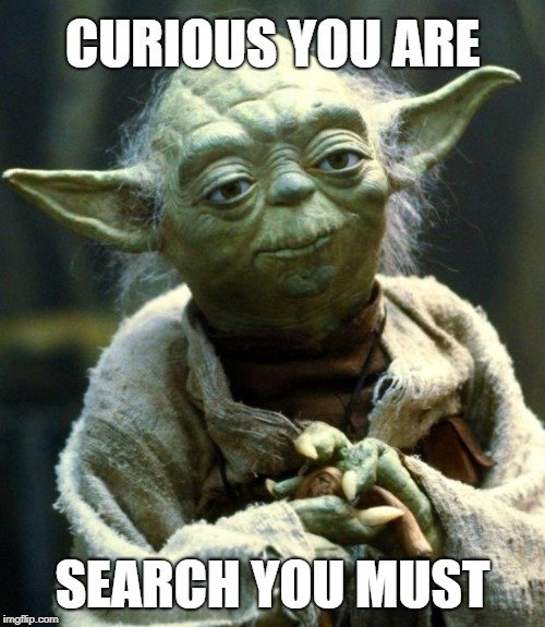 CURIOUS YOU ARE; SEARCH YOU MUST meme