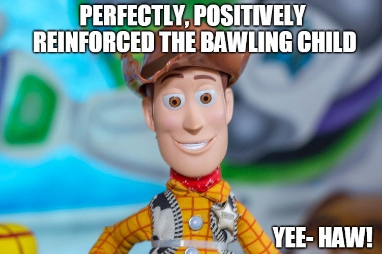 Perfectly positively reinforced the bawling child meme