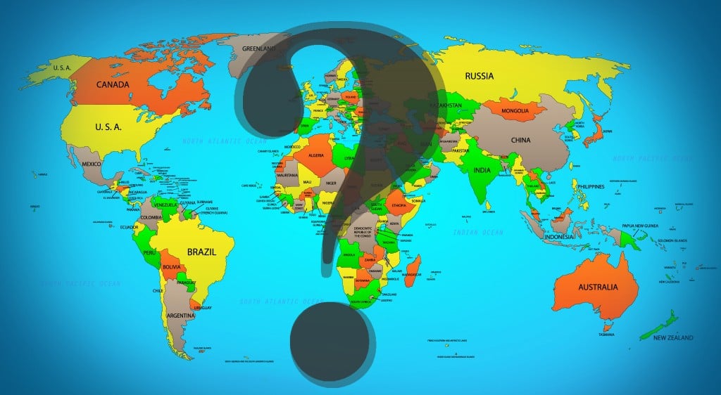 Political world map on ocean blue background, with every state labeled and selectable (labeled in Layers panel also). Versatile file, turn on an off visibility and color of each country in one click. - Vector(Ivsanmas)s