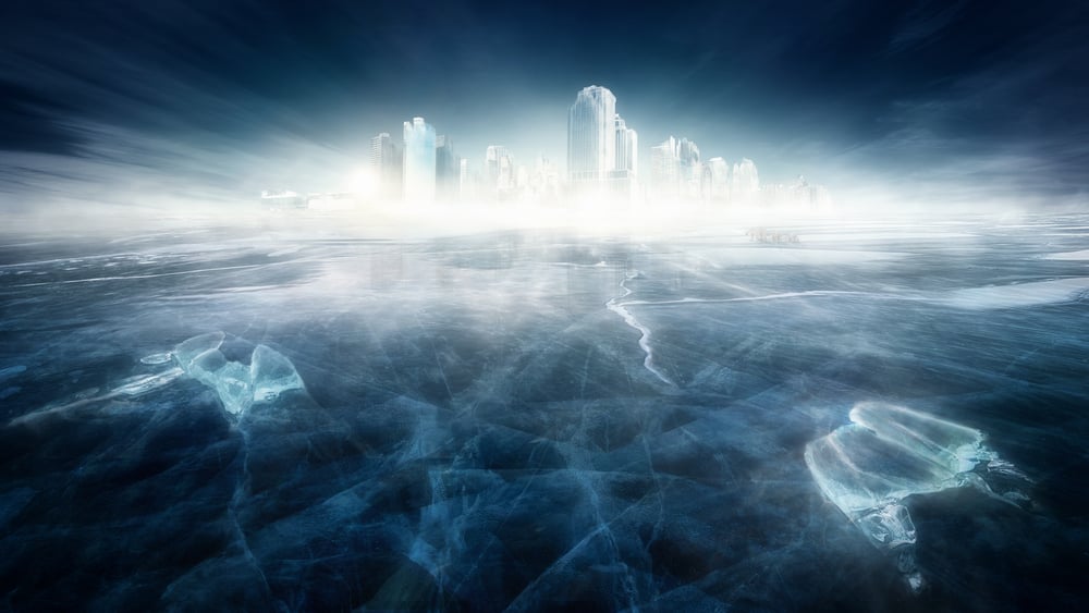 Frozen city in icy landscape - Image(Jagoush)s