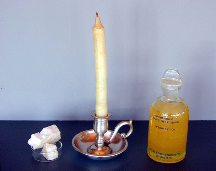 Spermaceti oil and candles 