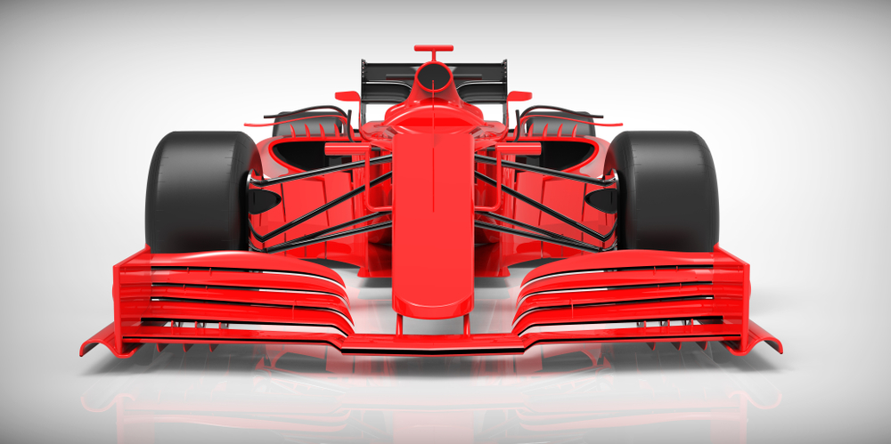 red 3D formula car isolated on white upper front view motorsport illustration design of my own - Illustration - Illustration(olegbush)S