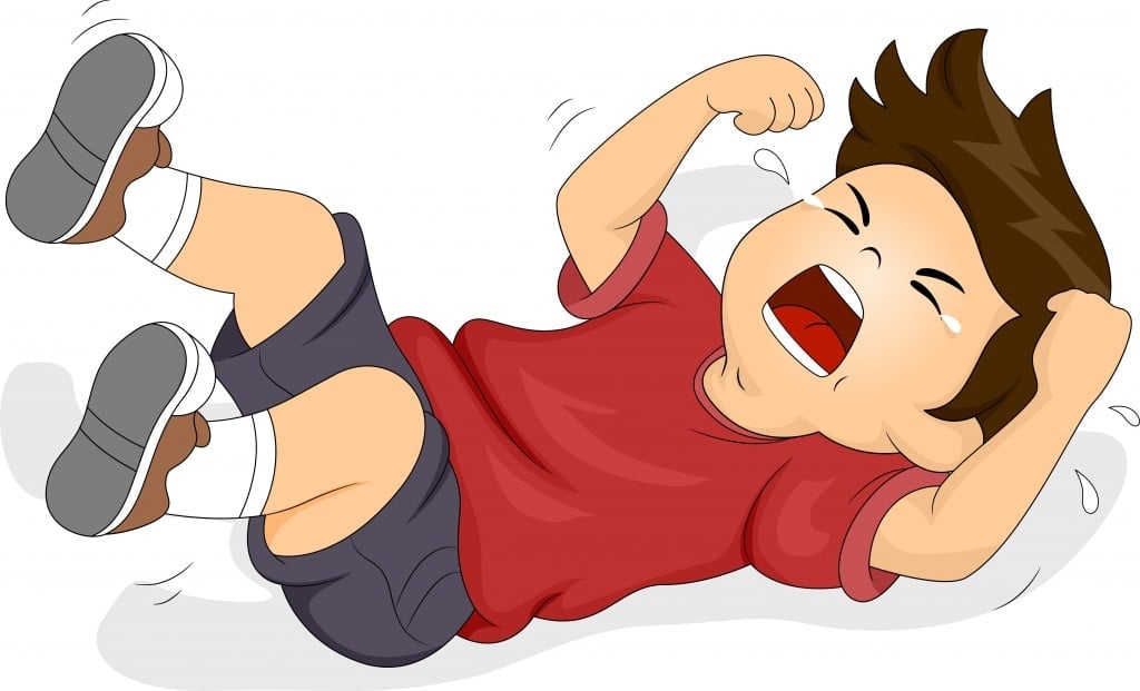 Illustration of a Boy Rolling on the Floor While Throwing a Tantrum - Vector( Lorelyn Medina)s