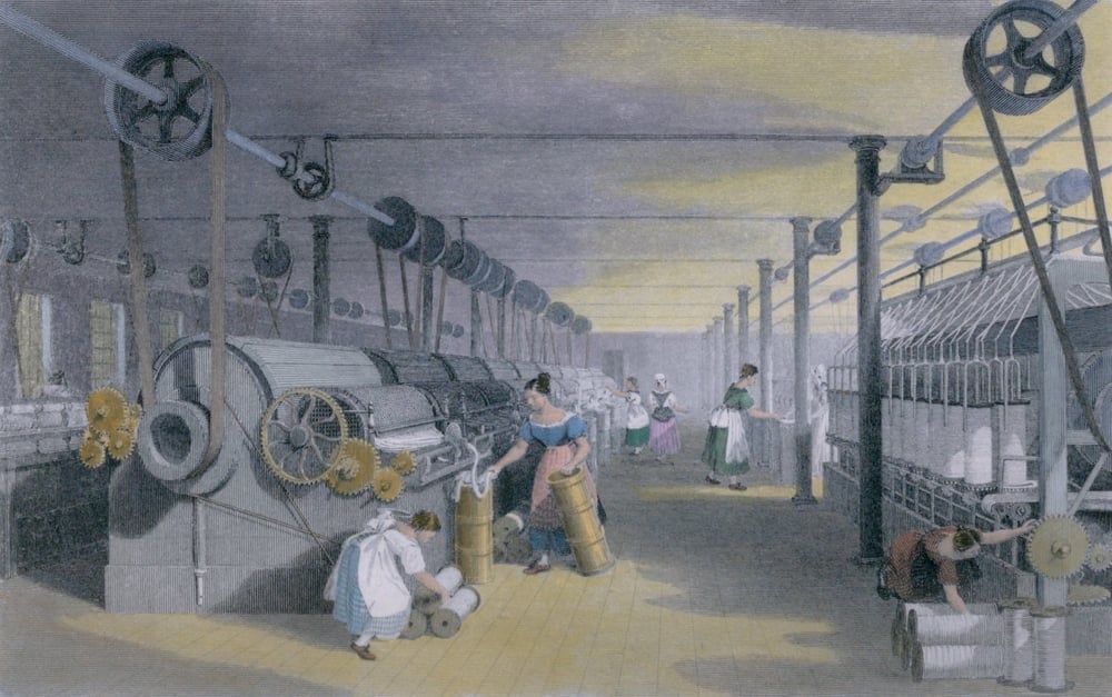 Máquinas para fazer fio de algodão realizando versões mecânicas de desenho de cardagem (Everett Historical) S