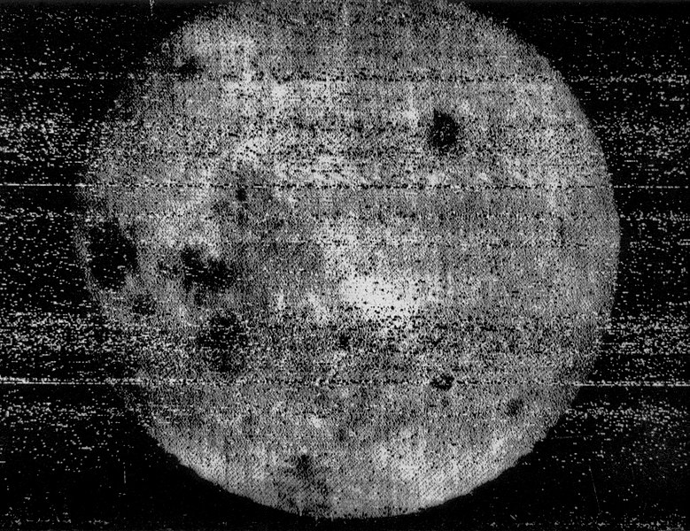 The first image of another world from space, returned by Luna 3, showed the far side of the Moon in October 1959