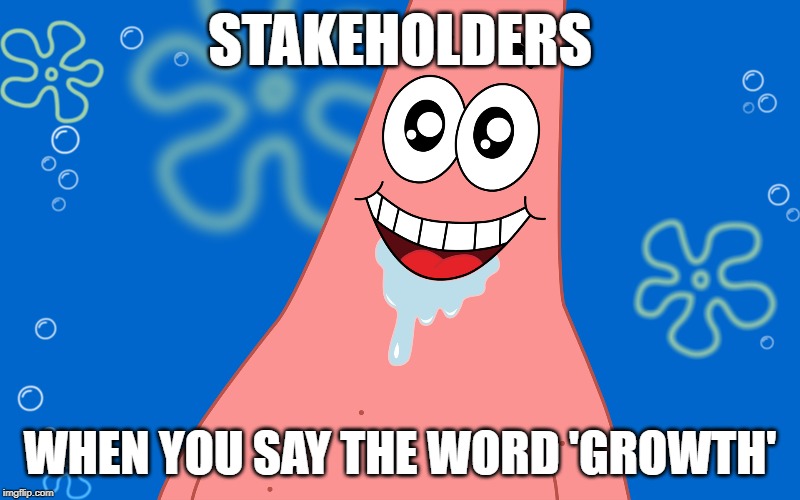 business growth spongebob drool meme