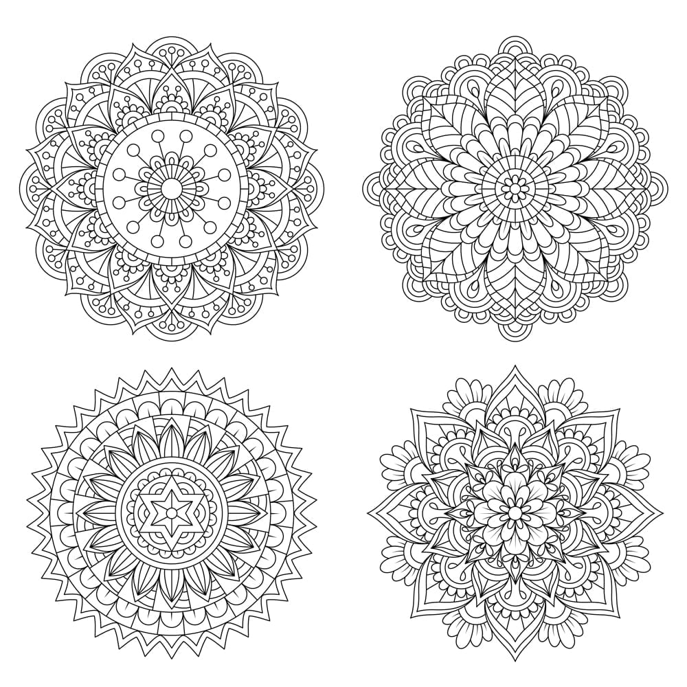 Set of Hand drawn mandala with ethnic floral doodle pattern(09Design_Factory)s