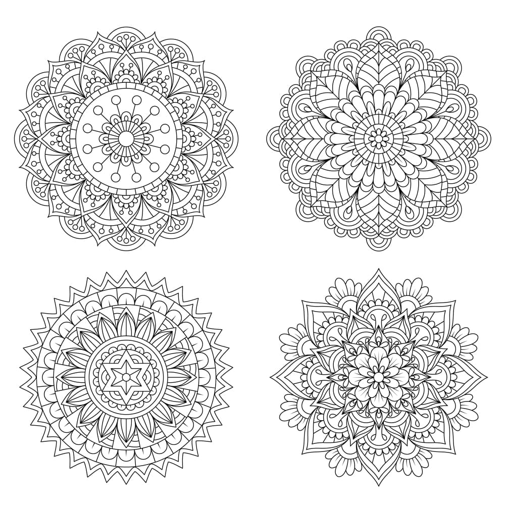 Set of Hand drawn mandala with ethnic floral doodle pattern(09Design_Factory)s