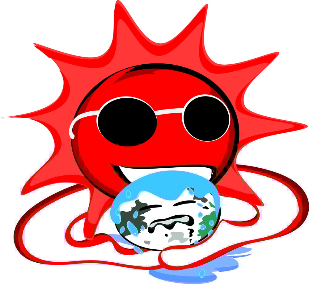 sol comendo a terra, ar quente, verão conceito de conservação da natureza (jeeraphon) s