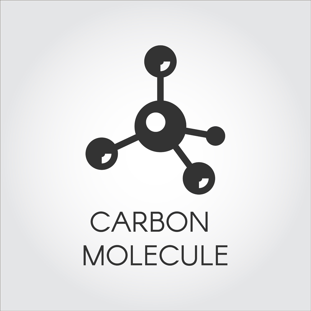 Ícone preto em estilo simples de moléculas de carbono (FishCoolish) s
