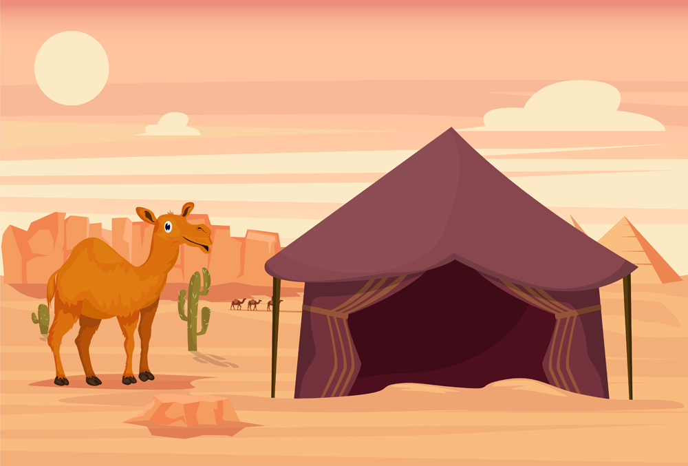 Camelo e barraca no deserto (Eduard Radu) s