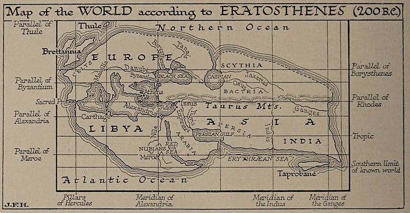Mapa do mundo segundo Eratóstenes