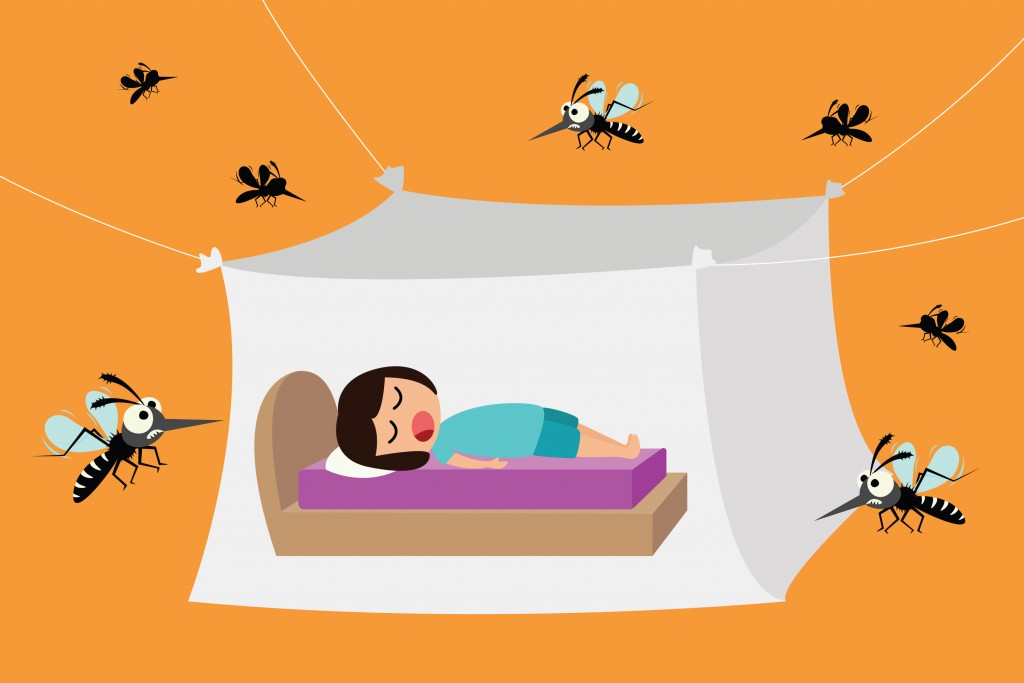 Criança dormindo sob mosquiteiro (Sai ​​Tha) s
