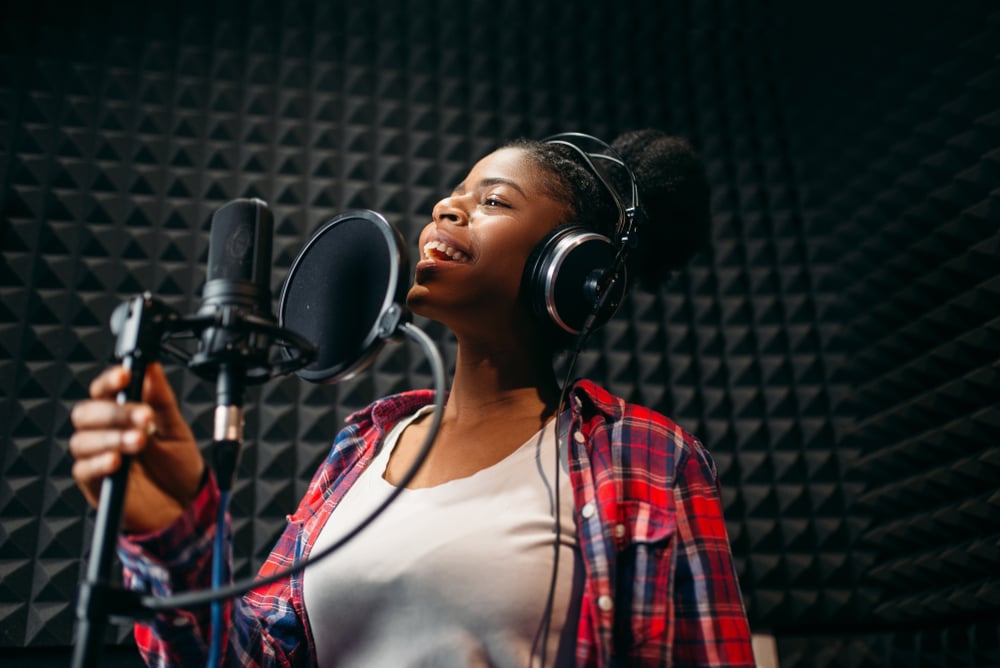Female performer songs in audio recording studio(Nomad_Soul)s