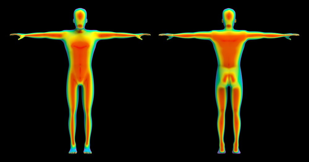 Human front and back body scan by infrared ray structure(PATARA)s