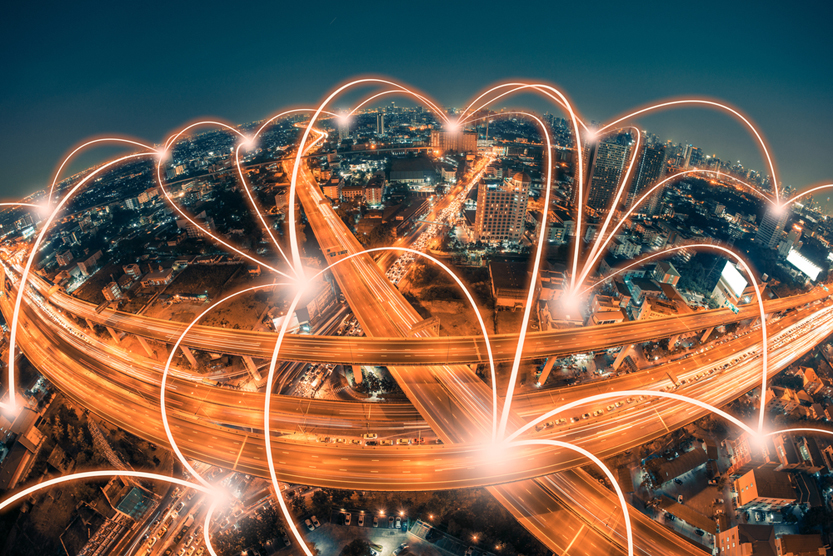 Network and Connection technology concept with city background(Sahacha Nilkumhang)s