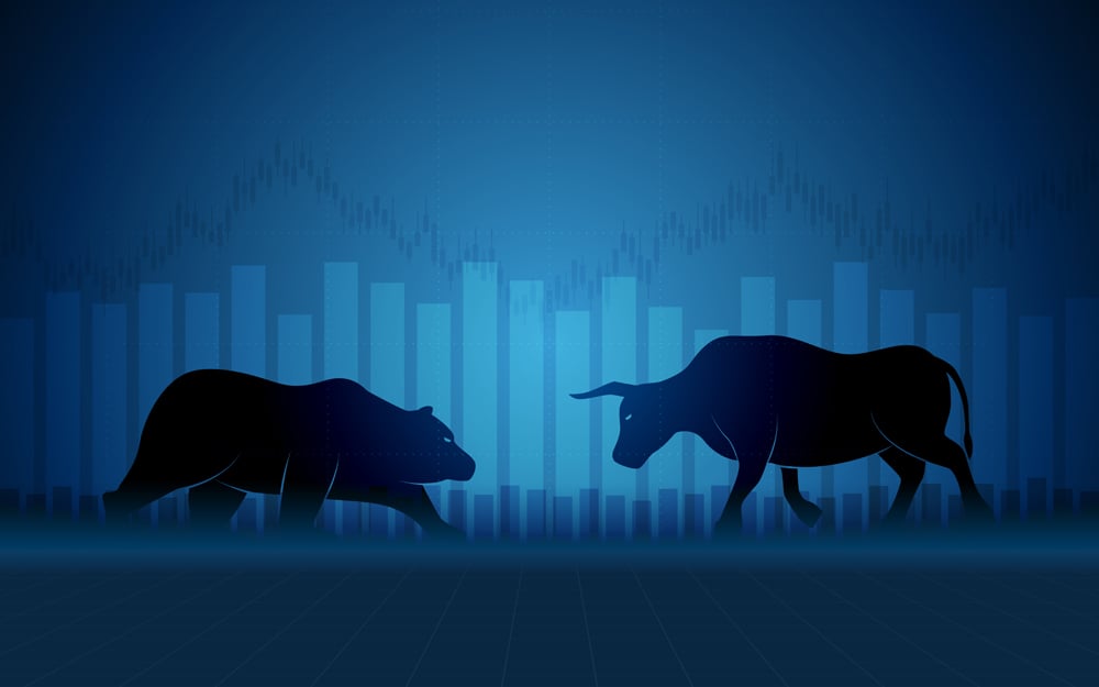 quadro financeiro com touros e urso no mercado de ações (Champ008) s